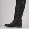 Mujer Barca | Botas Tacon Bajo Tacon 1 Cm Piel Negra