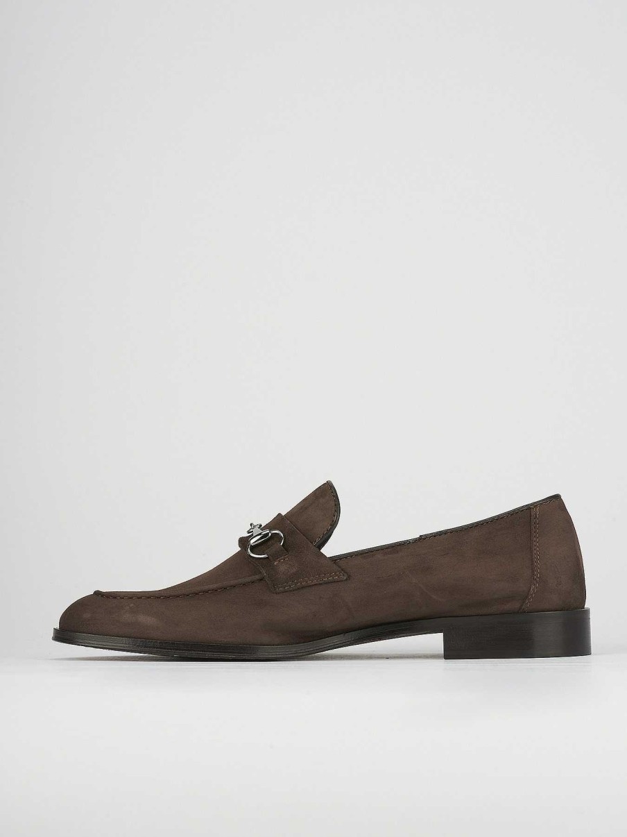 Hombre Barca | Mocasin Tacon 1 Cm Gamuza Marron Oscuro