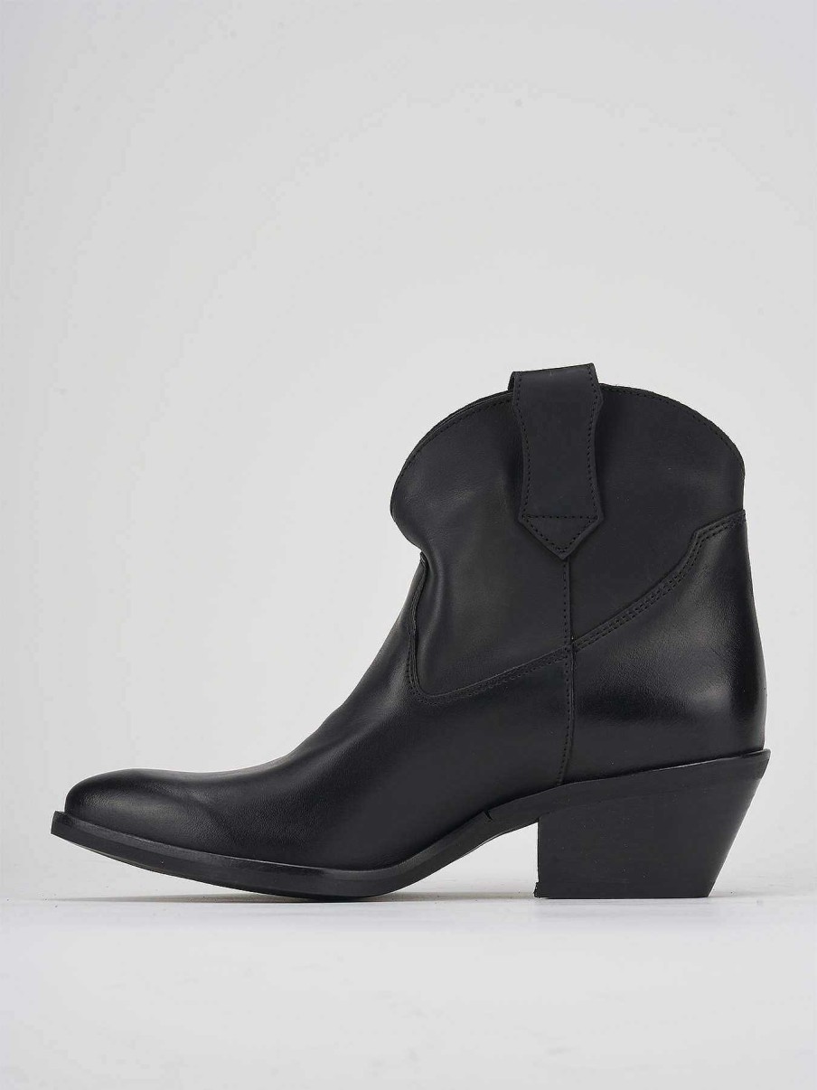 Mujer Barca | Botas Cowboy Tacon 4 Cm Piel Negra