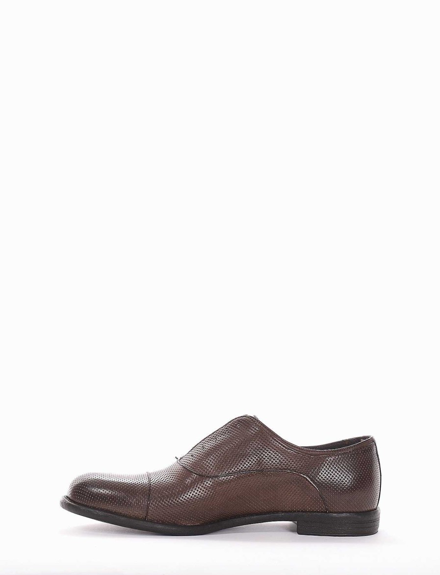 Hombre Barca | Zapatos Con Cordones Tacon 2 Cm Piel Marron Oscuro