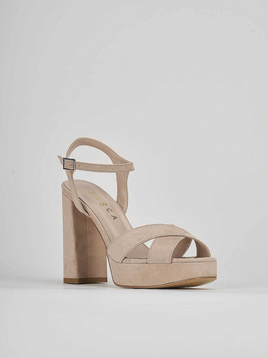 Mujer Barca | Sandalias De Tacon Tacon 10 Cm Ante Beige