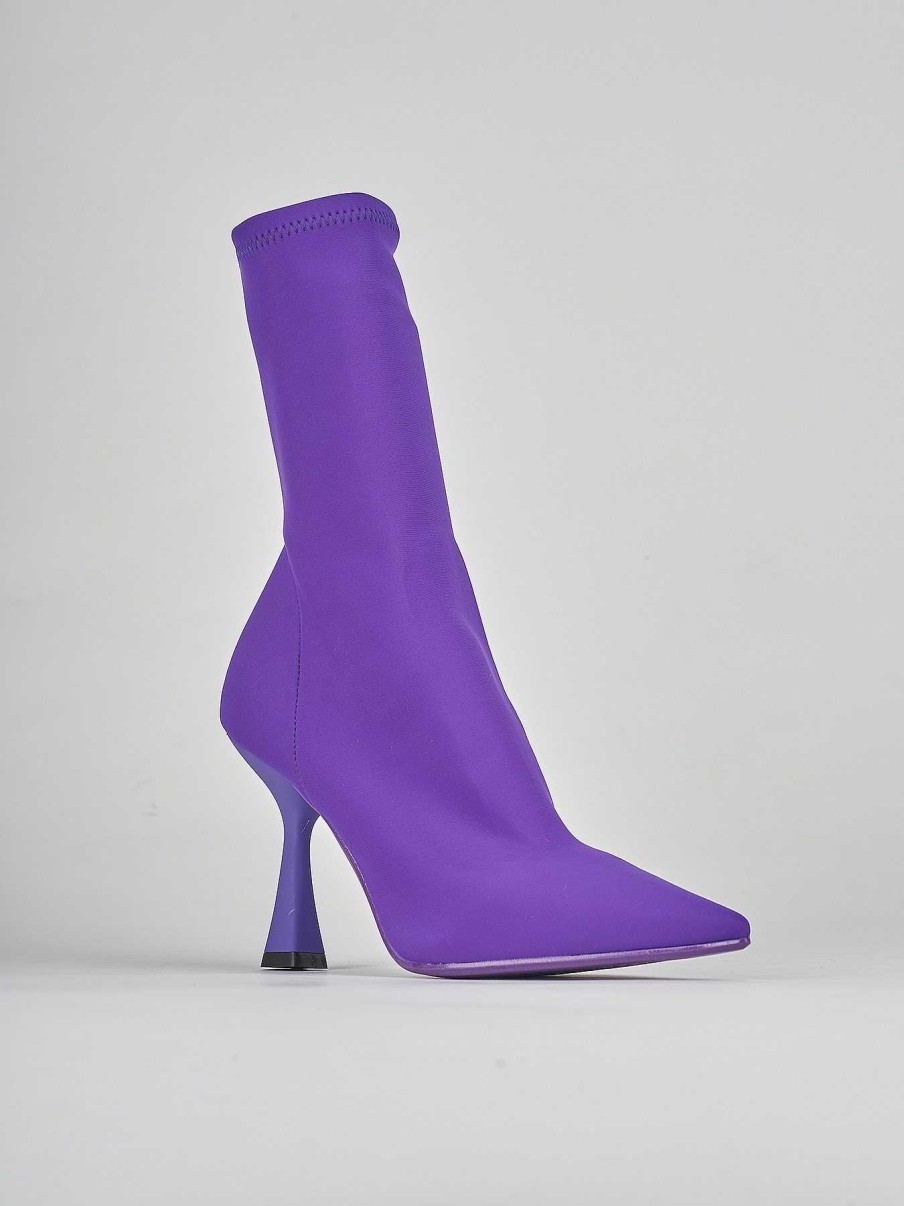 Mujer Barca | Botines Tacon Tacon 9 Cm Tejido Violeta