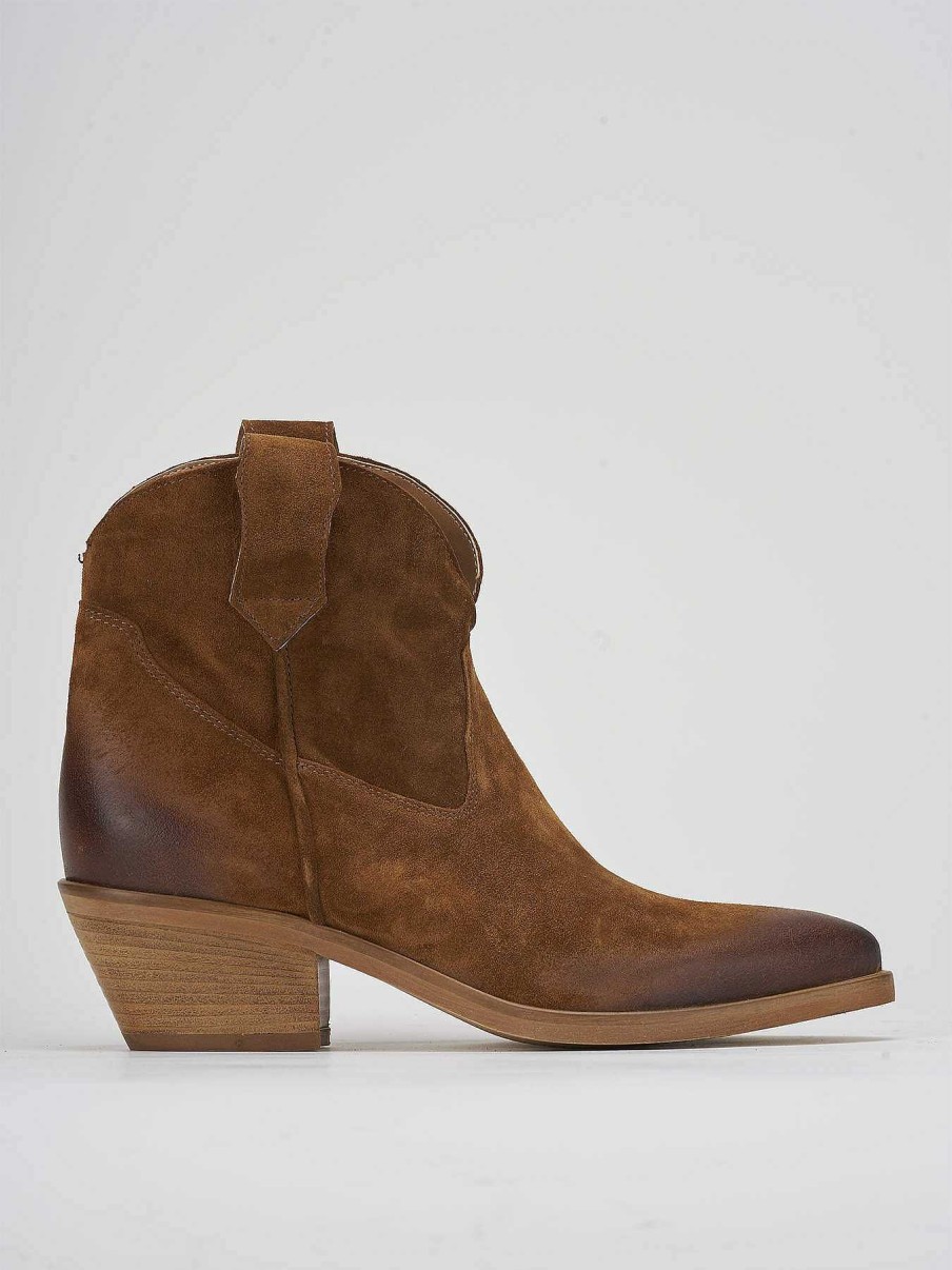 Mujer Barca | Botas Cowboy Tacon 4 Cm Ante Marron