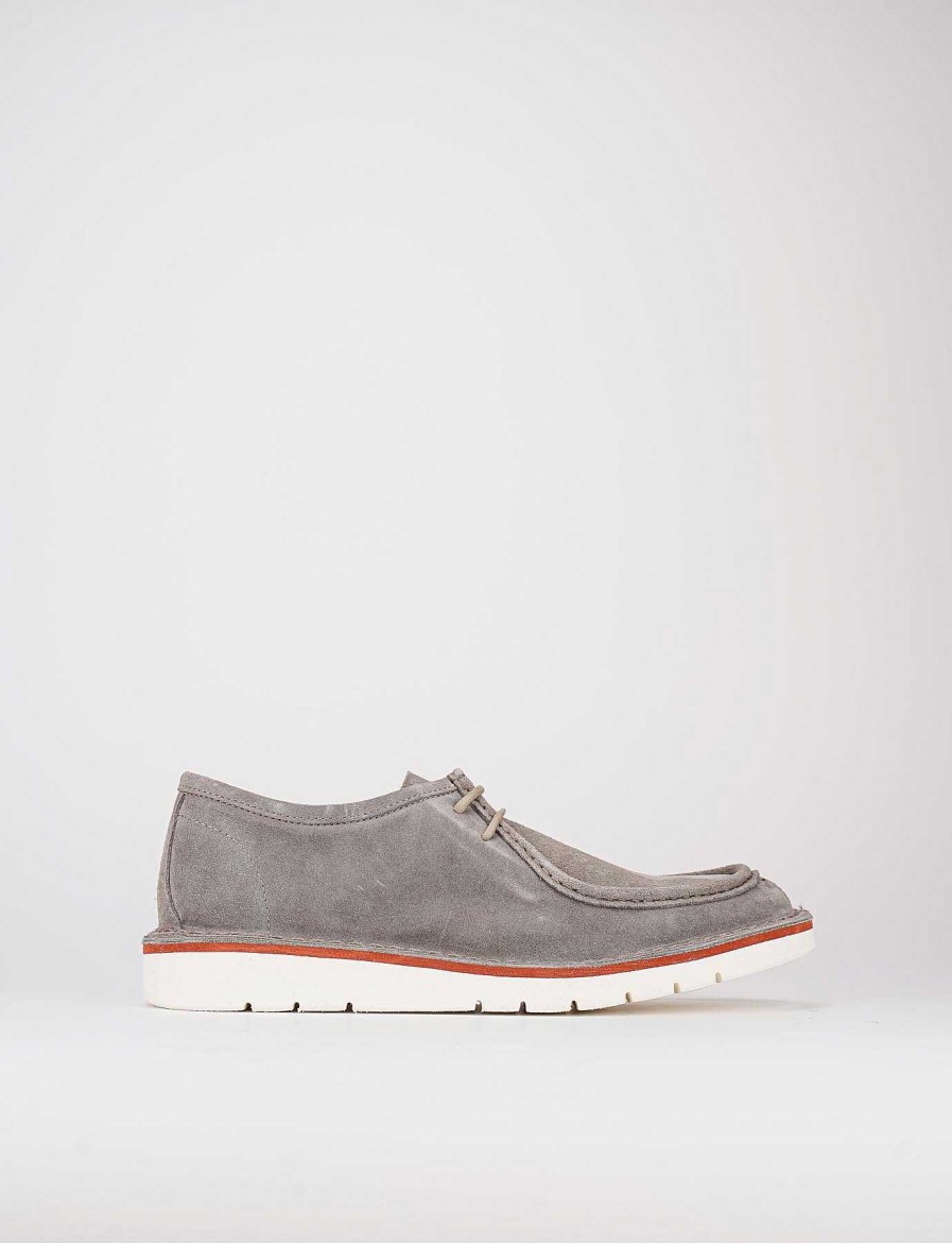 Hombre Barca | Zapatos Con Cordones Gamuza Gris