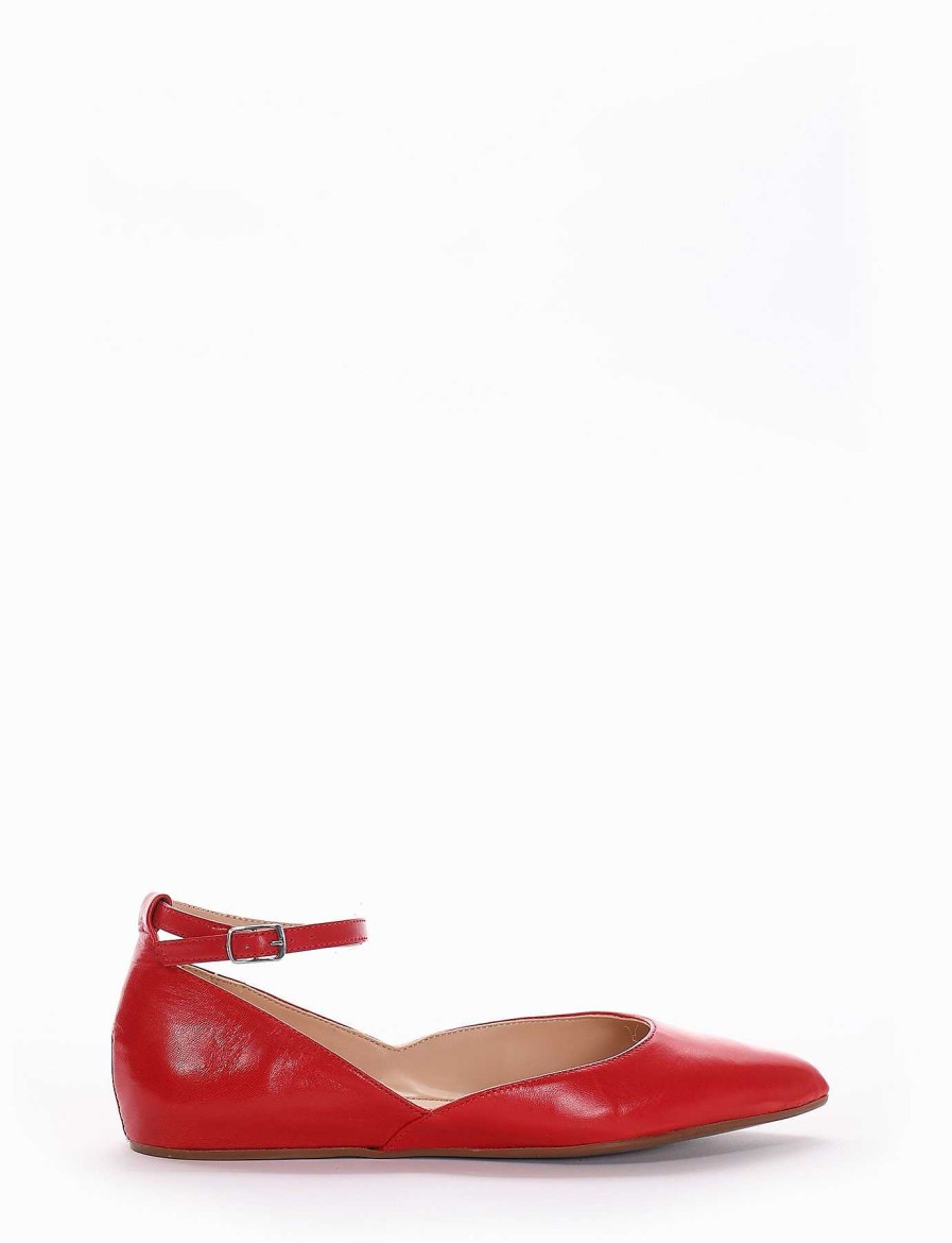 Mujer Barca | Zapatos Planos Tacon 1 Cm Piel Rojo