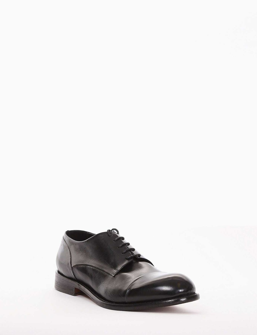 Hombre Barca | Zapatos Con Cordones Tacon 2 Cm Piel Negro