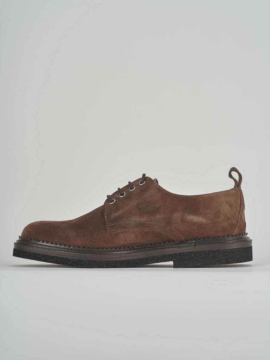 Hombre Barca | Zapatos Con Cordones Ante Marron