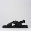 Hombre Barca | Sandalias Tacon 1 Cm Piel Negra