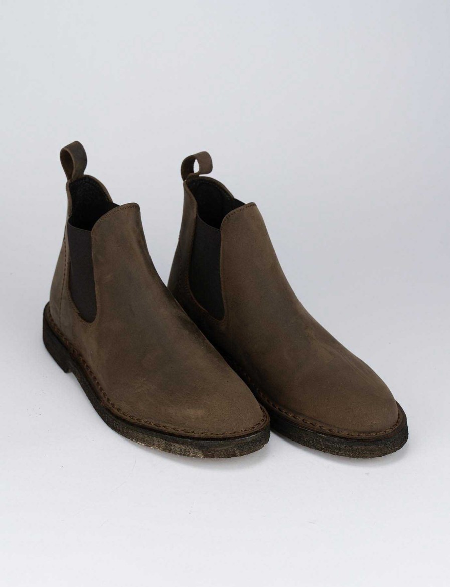 Hombre Barca | Botines De Piel Marron Oscuro