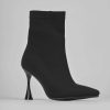 Mujer Barca | Botines Tacon Tacon 7 Cm Tejido Negro