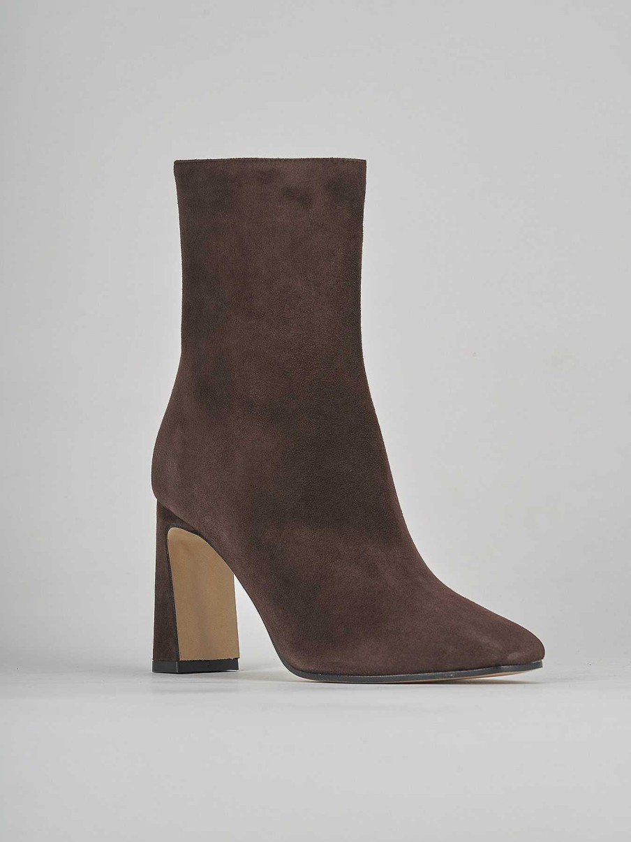 Mujer Barca | Botines Tacon Tacon 9 Cm Gamuza Marron Oscuro