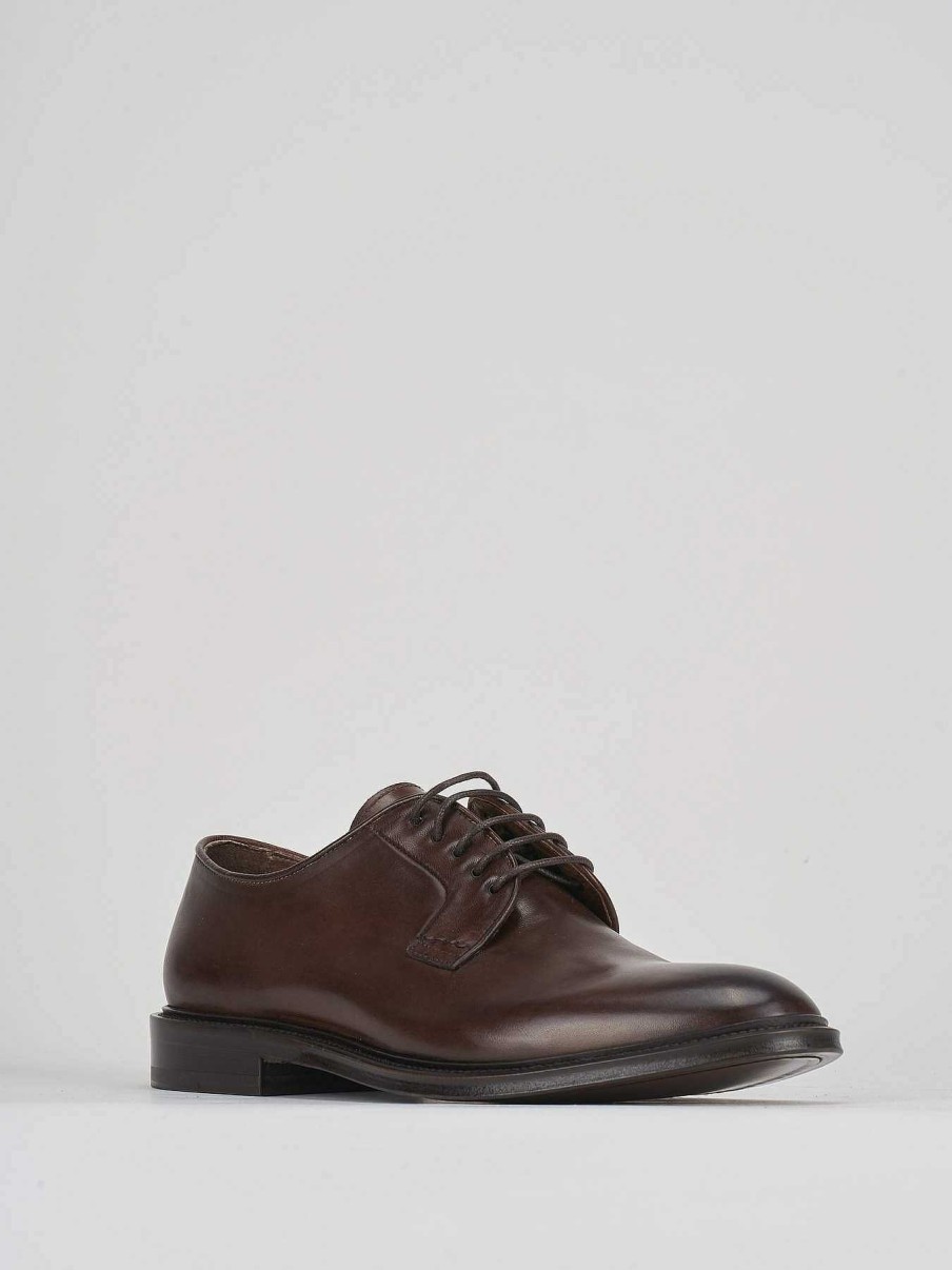 Hombre Barca | Zapatos Con Cordones Tacon 1 Cm Piel Marron Oscuro