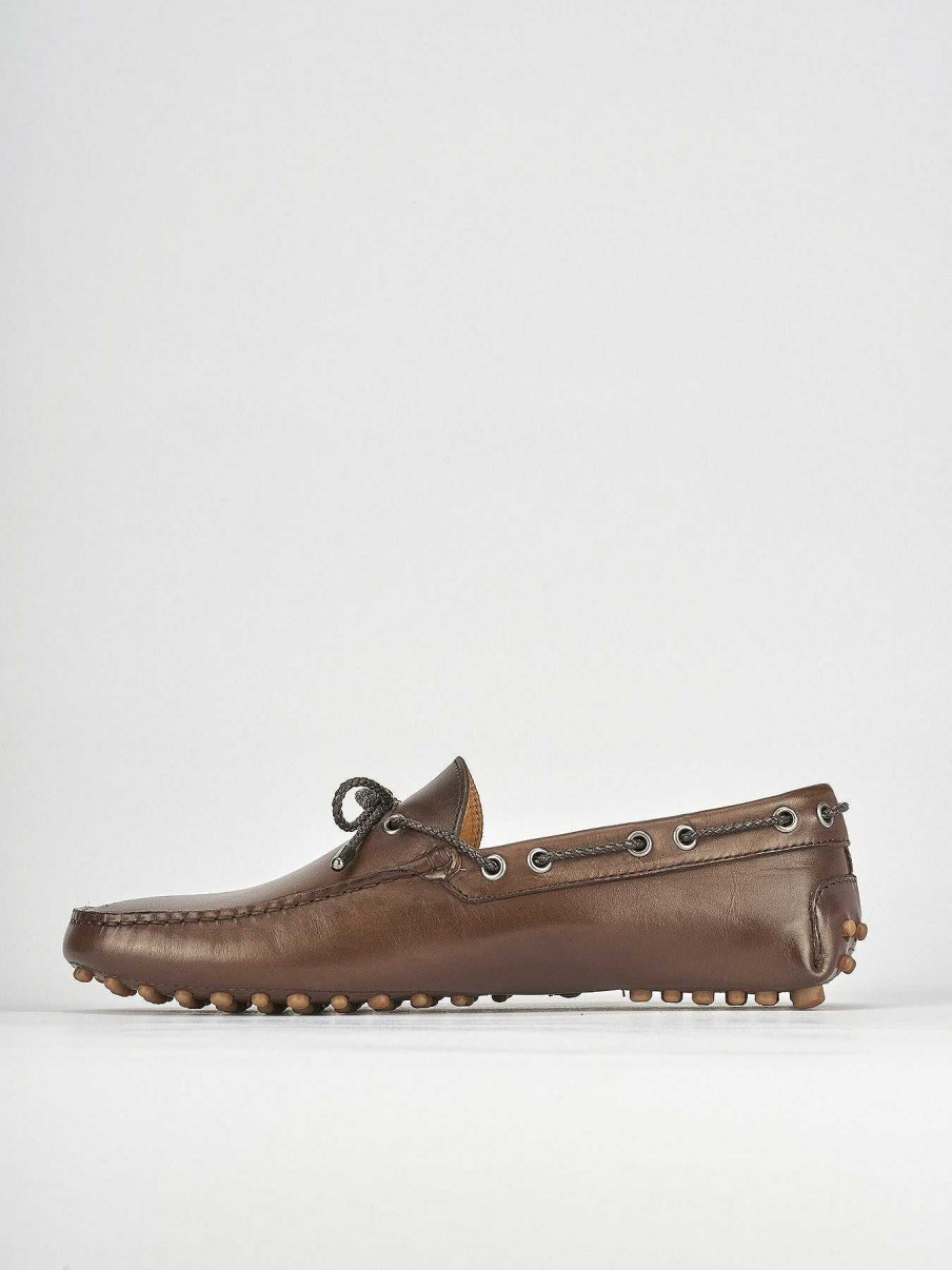 Hombre Barca | Mocasines Piel Marron Oscuro