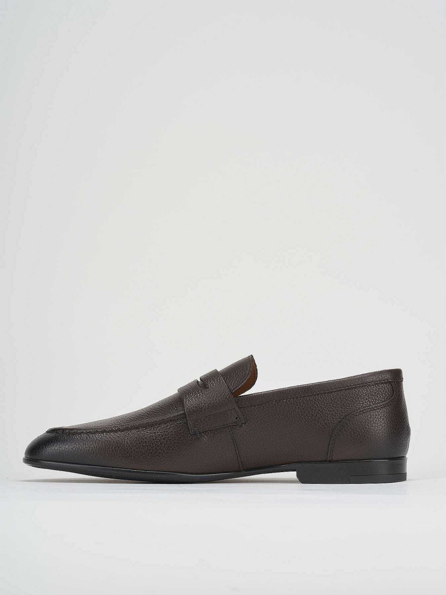 Hombre Barca | Mocasines Tacon 1 Cm Piel Marron Oscuro