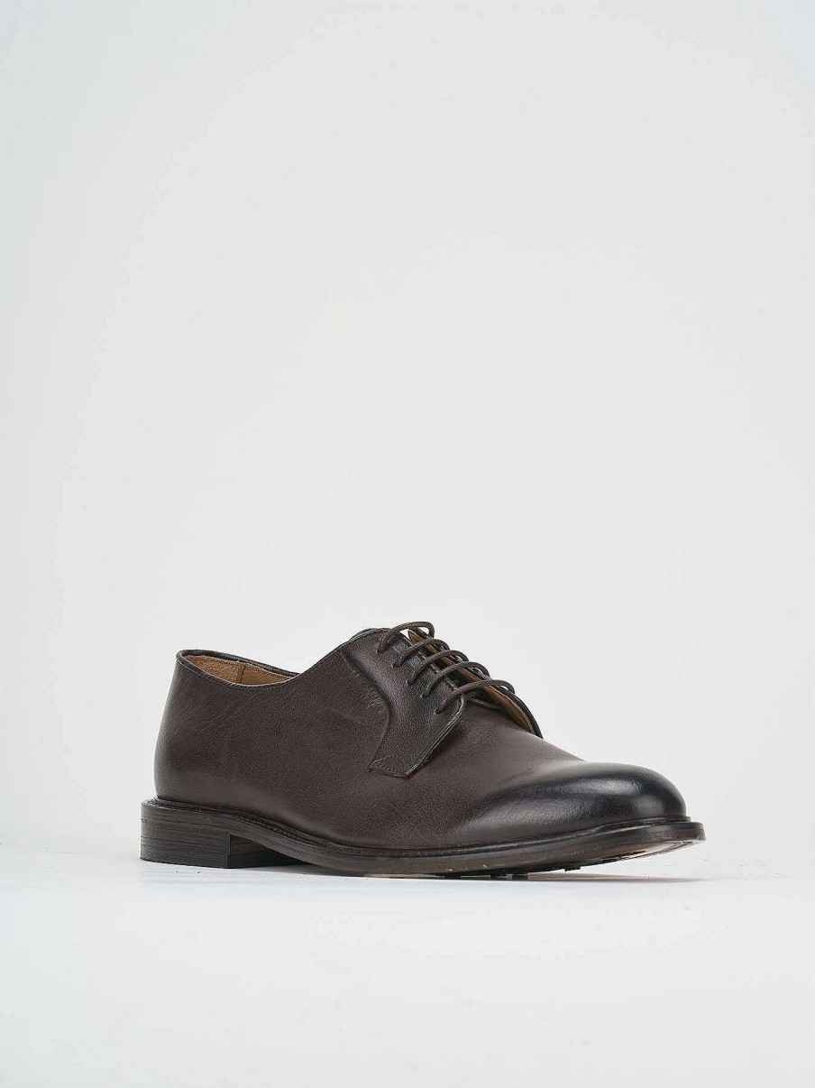 Hombre Barca | Zapatos Con Cordones Tacon 1 Cm Piel Marron Oscuro