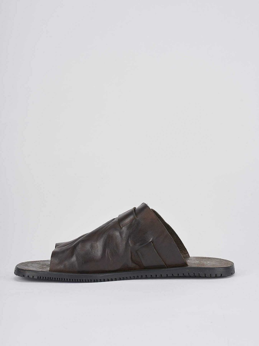 Hombre Barca | Pantuflas Tacon 1 Cm Piel Marron Oscuro