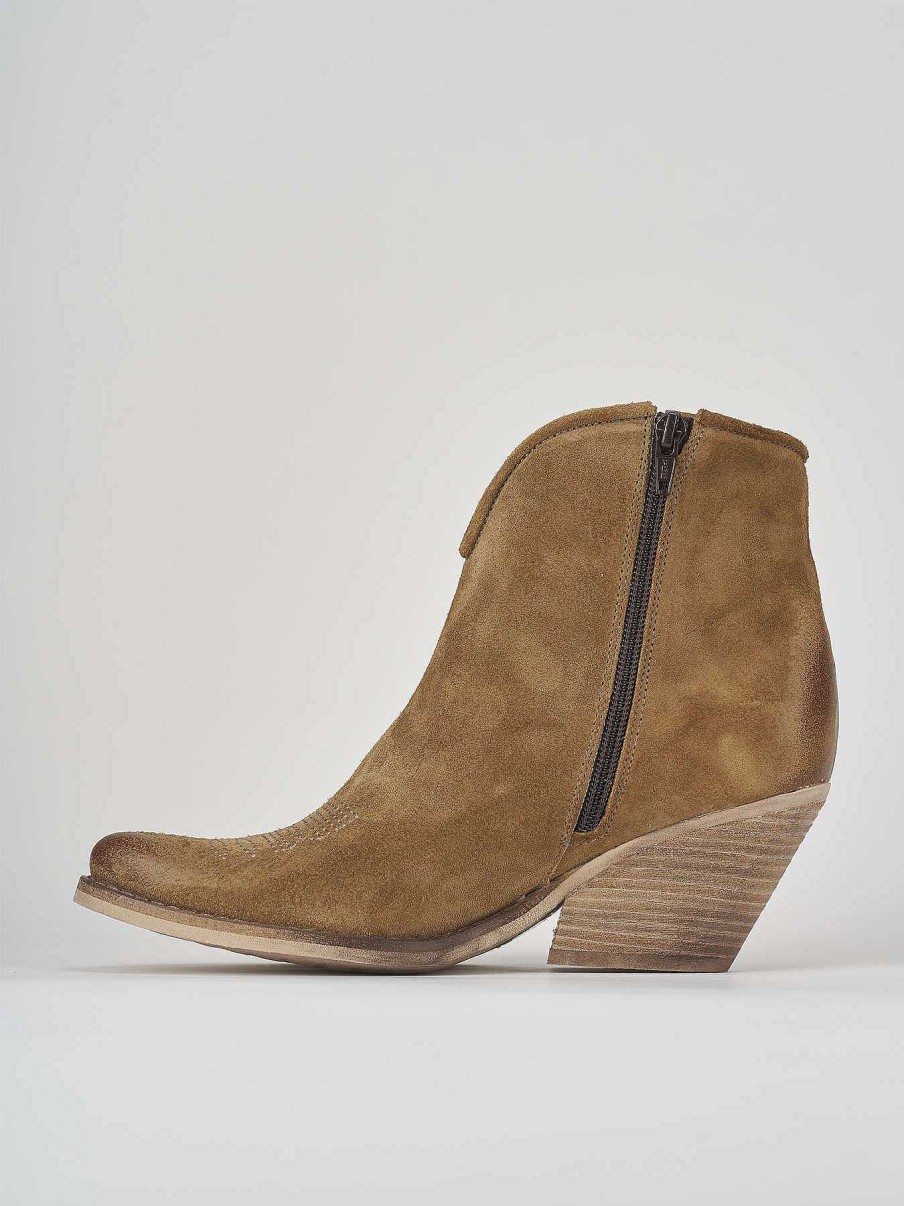 Mujer Barca | Botines Tacon Tacon 6 Cm Ante Beige