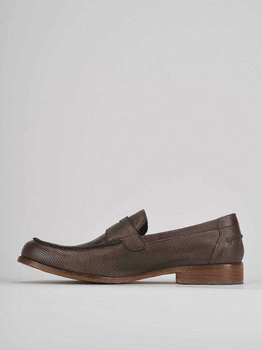 Hombre Barca | Mocasines Piel Marron Oscuro