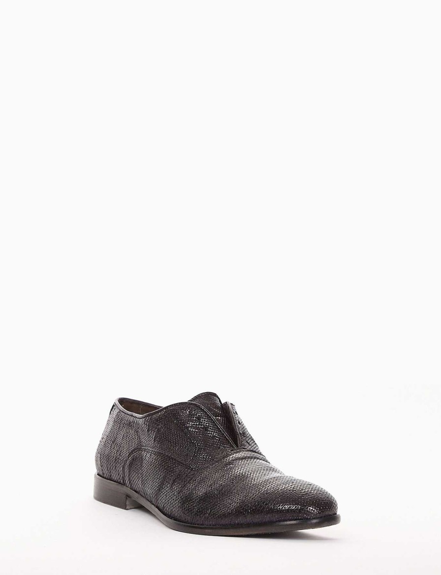 Hombre Barca | Zapatos Con Cordones Tacon 2 Cm Piel Negro