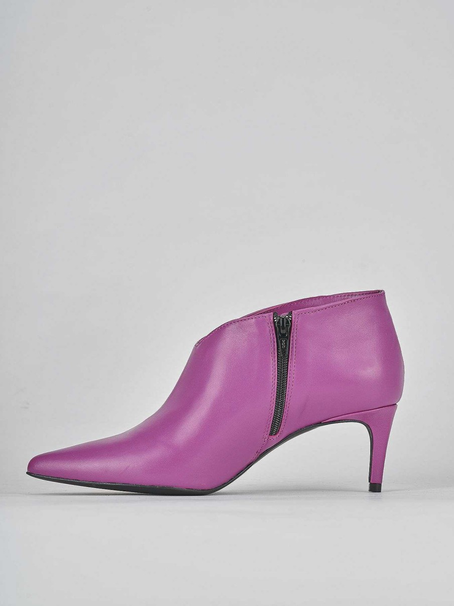 Mujer Barca | Botines Tacon Tacon 5 Cm Piel Violeta