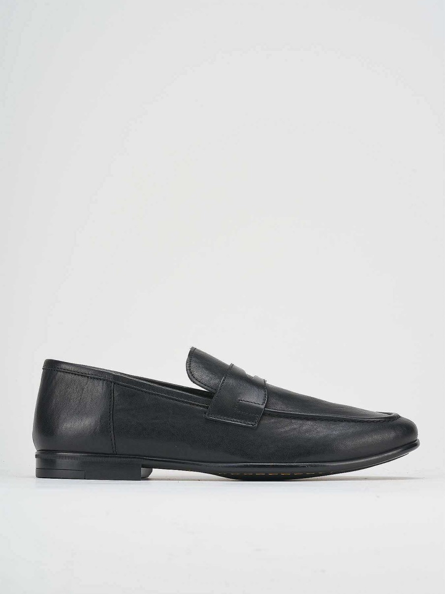 Hombre Barca | Mocasines Tacon 1 Cm Piel Negro