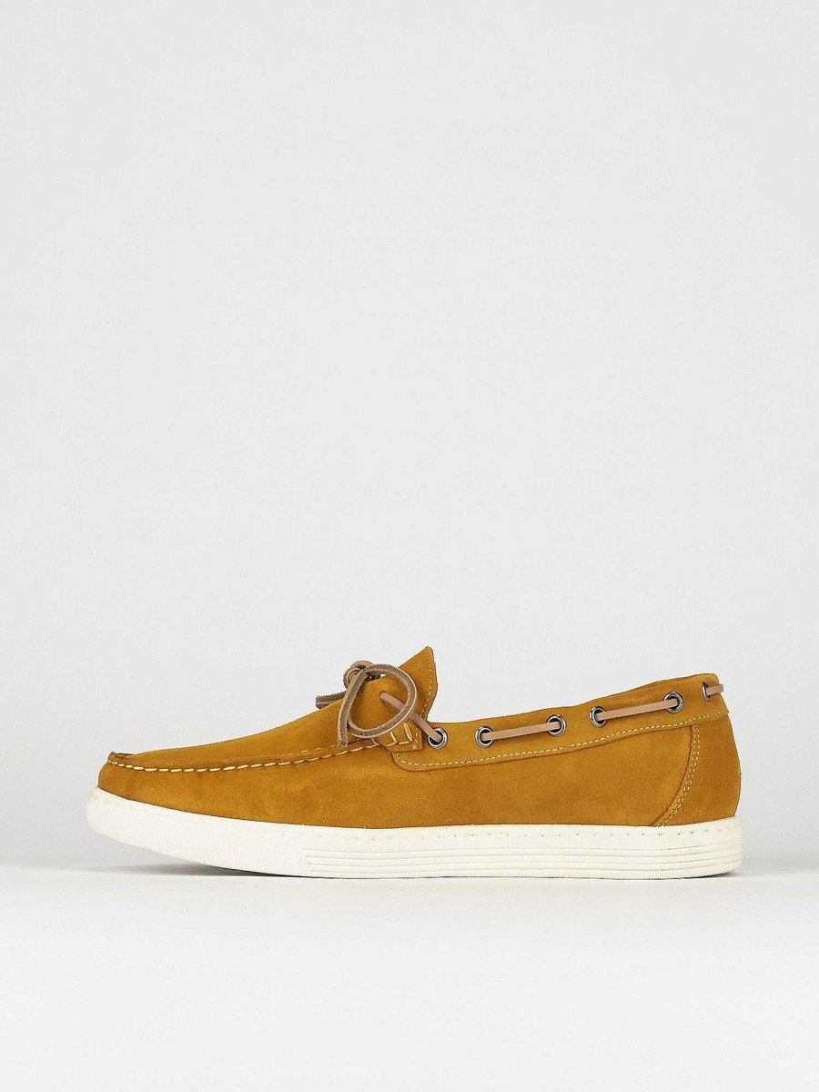 Hombre Barca | Mocasines Tacon 1 Cm Gamuza Amarillo