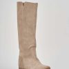 Mujer Barca | Botas Tacon Bajo Tacon 2 Cm Ante Beige