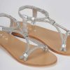 Mujer Barca | Sandalias Tacon Bajo Tacon 1 Cm Piel Plata