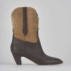 Mujer Barca | Botines Tacon Tacon 5 Cm Piel Marron Oscuro