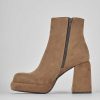 Mujer Barca | Botines De Tacon Alto Tacon 11 Cm Ante Marron