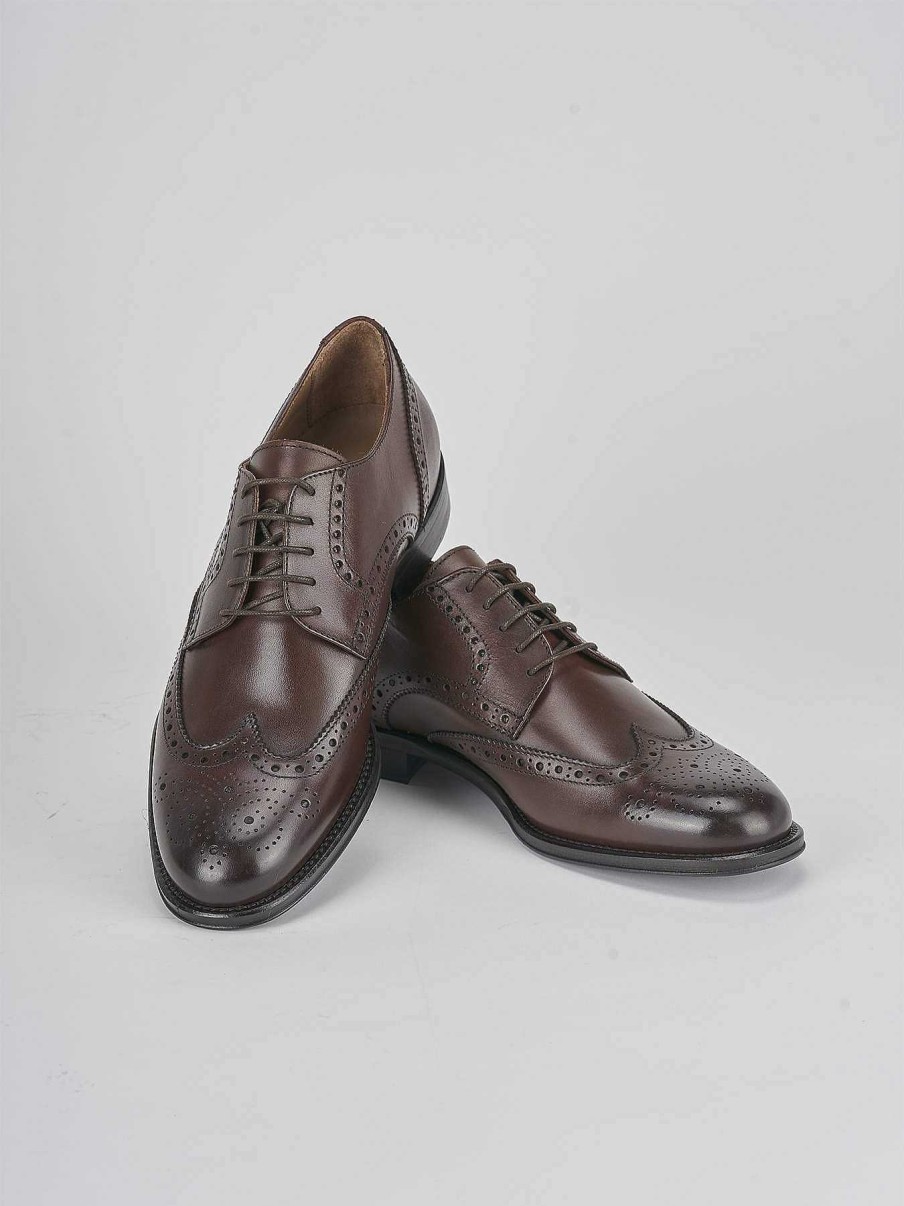 Hombre Barca | Zapatos Con Cordones Tacon 1 Cm Piel Marron