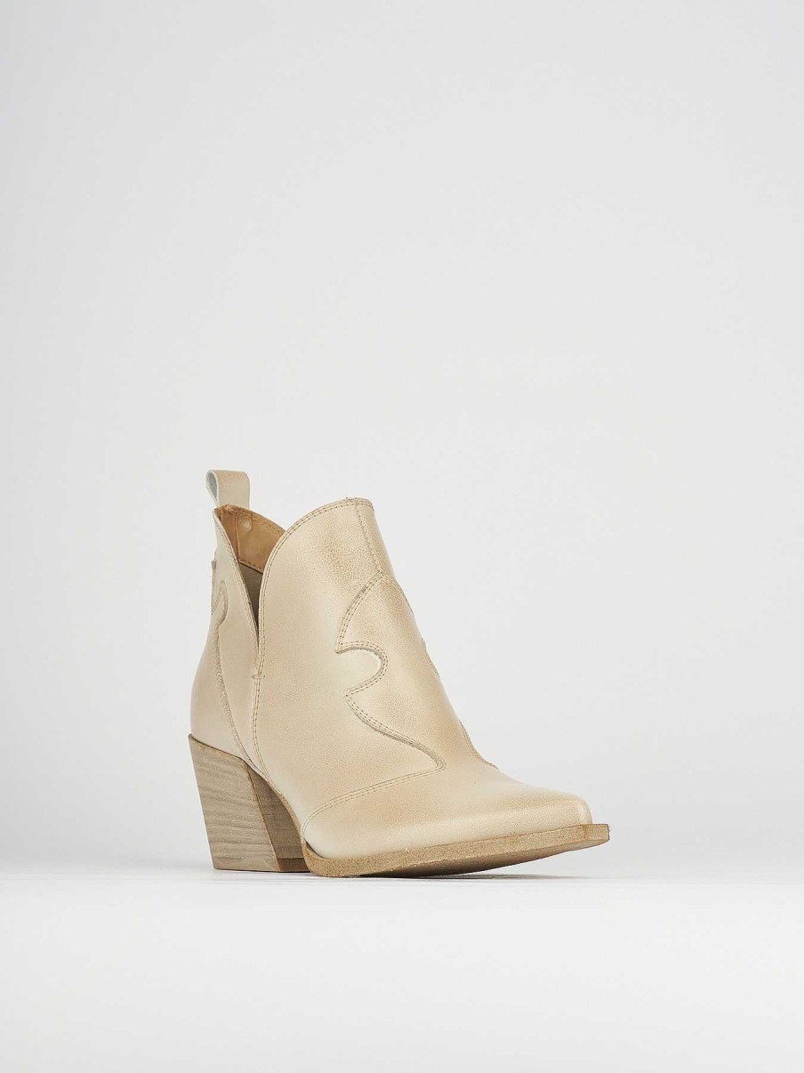 Mujer Barca | Botines Tacon Tacon 6 Cm Piel Beige