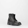 Hombre Barca | Botas Militares Tacon 2 Cm Cuero Negro