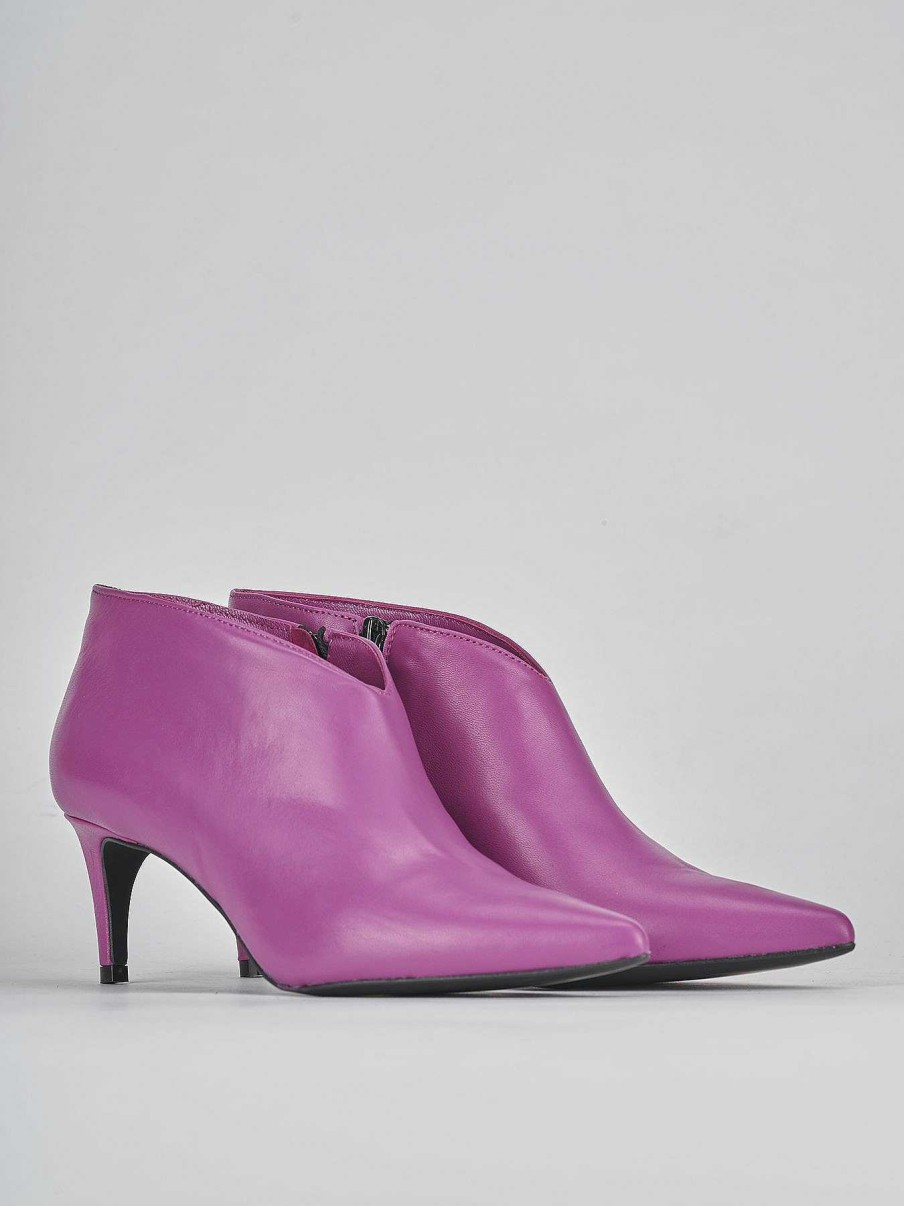 Mujer Barca | Botines Tacon Tacon 5 Cm Piel Violeta