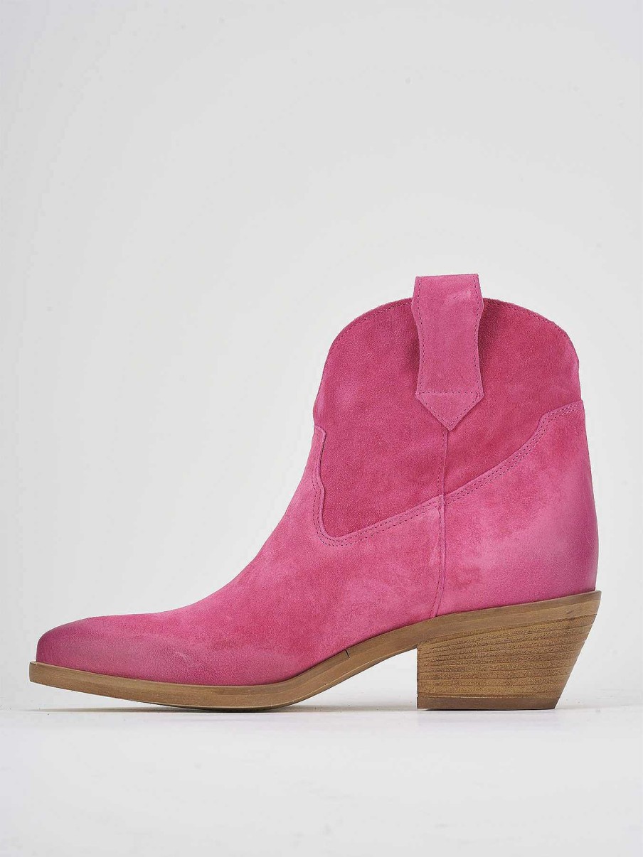 Mujer Barca | Botas Cowboy Tacon 4 Cm Ante Rosa