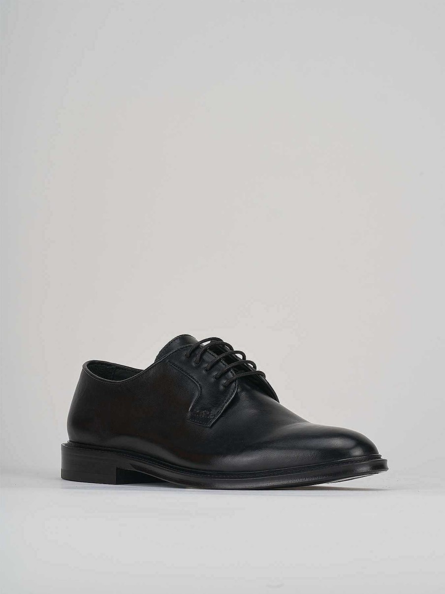 Hombre Barca | Zapatos Con Cordones Tacon 1 Cm Piel Negro