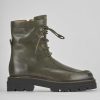 Mujer Barca | Botas Militares Tacon 2 Cm Piel Verde