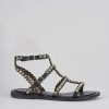 Mujer Barca | Sandalias Tacon Bajo Tacon 1 Cm Piel Negra