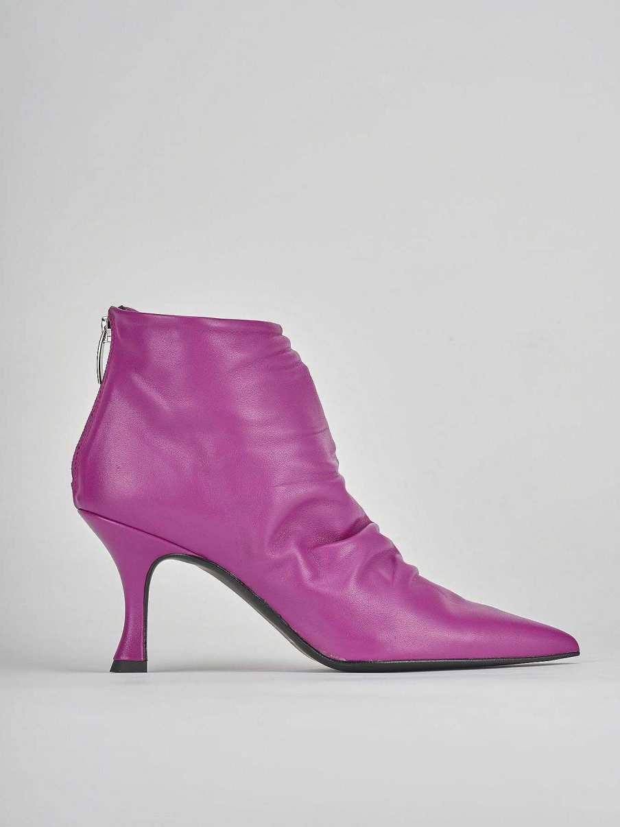 Mujer Barca | Botines Tacon Tacon 7 Cm Piel Violeta