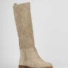 Mujer Barca | Botas Tacon Bajo Tacon 2 Cm Gamuza Beige