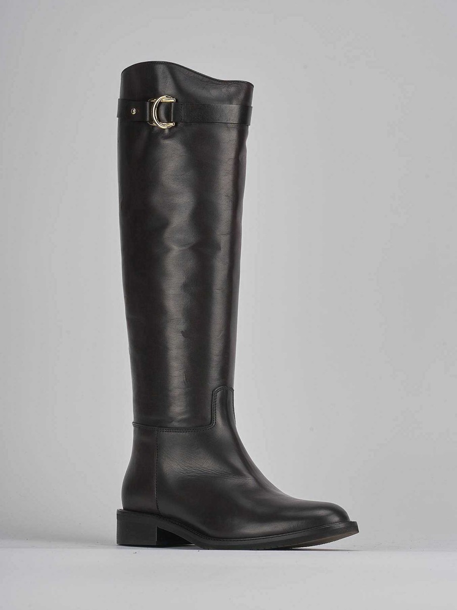 Mujer Barca | Botas Tacon Bajo Tacon 3 Cm Piel Marron Oscuro