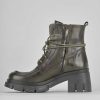 Mujer Barca | Botas Militares Tacon 3 Cm Piel Verde