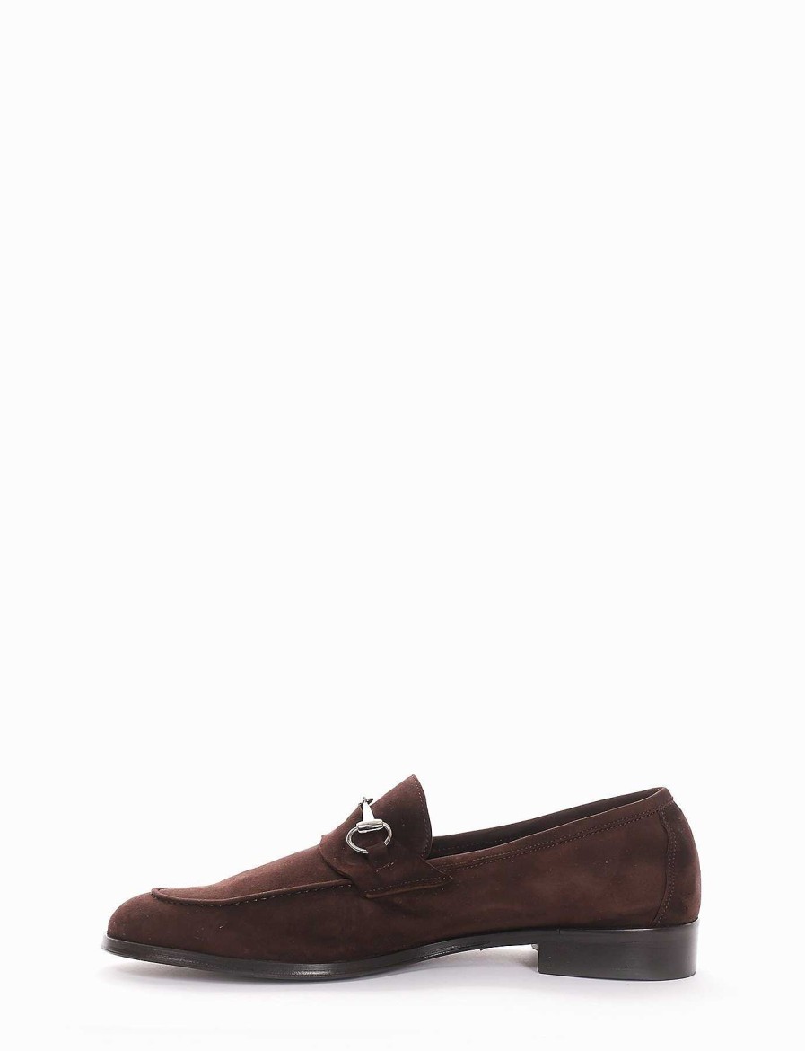 Hombre Barca | Mocasines Tacon 2 Cm Gamuza Marron Oscuro