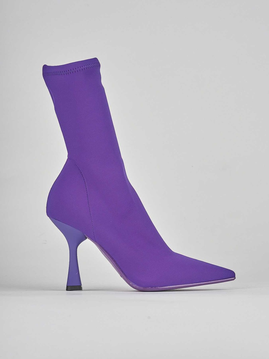 Mujer Barca | Botines Tacon Tacon 9 Cm Tejido Violeta