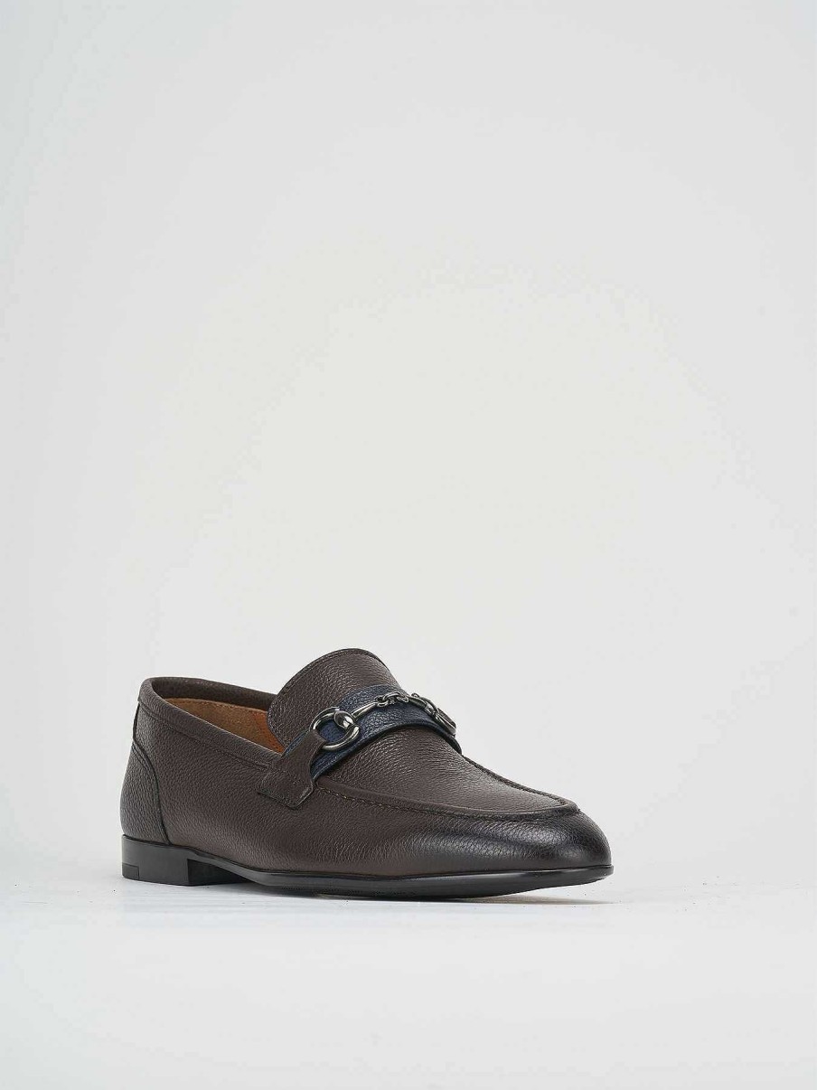 Hombre Barca | Mocasines Tacon 1 Cm Piel Marron Oscuro