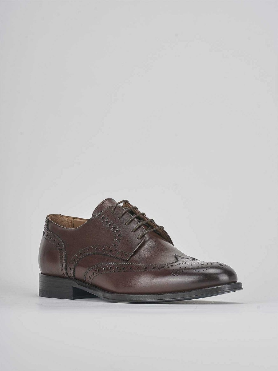 Hombre Barca | Zapatos Con Cordones Tacon 1 Cm Piel Marron