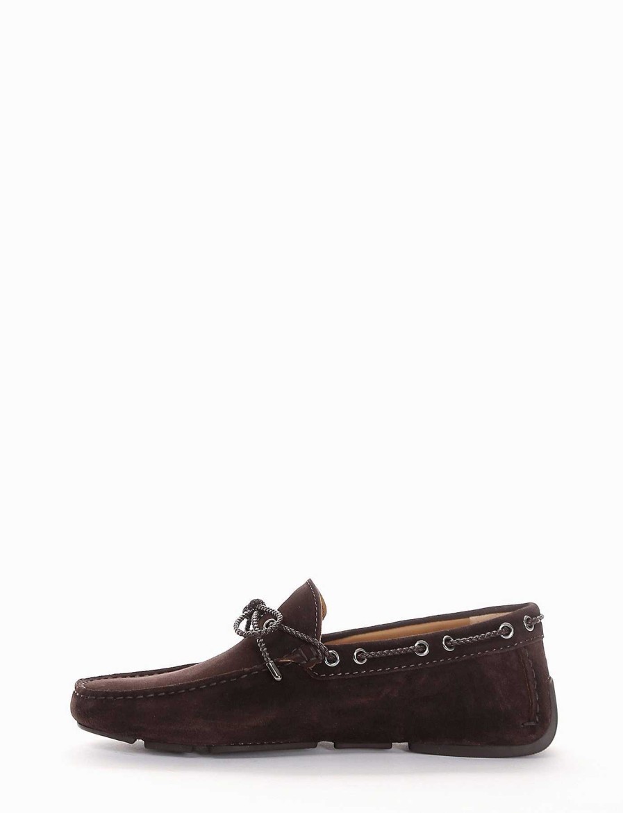 Hombre Barca | Mocasin Gamuza Marron Oscuro