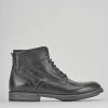 Hombre Barca | Botas Militares Tacon 1 Cm Cuero Negro