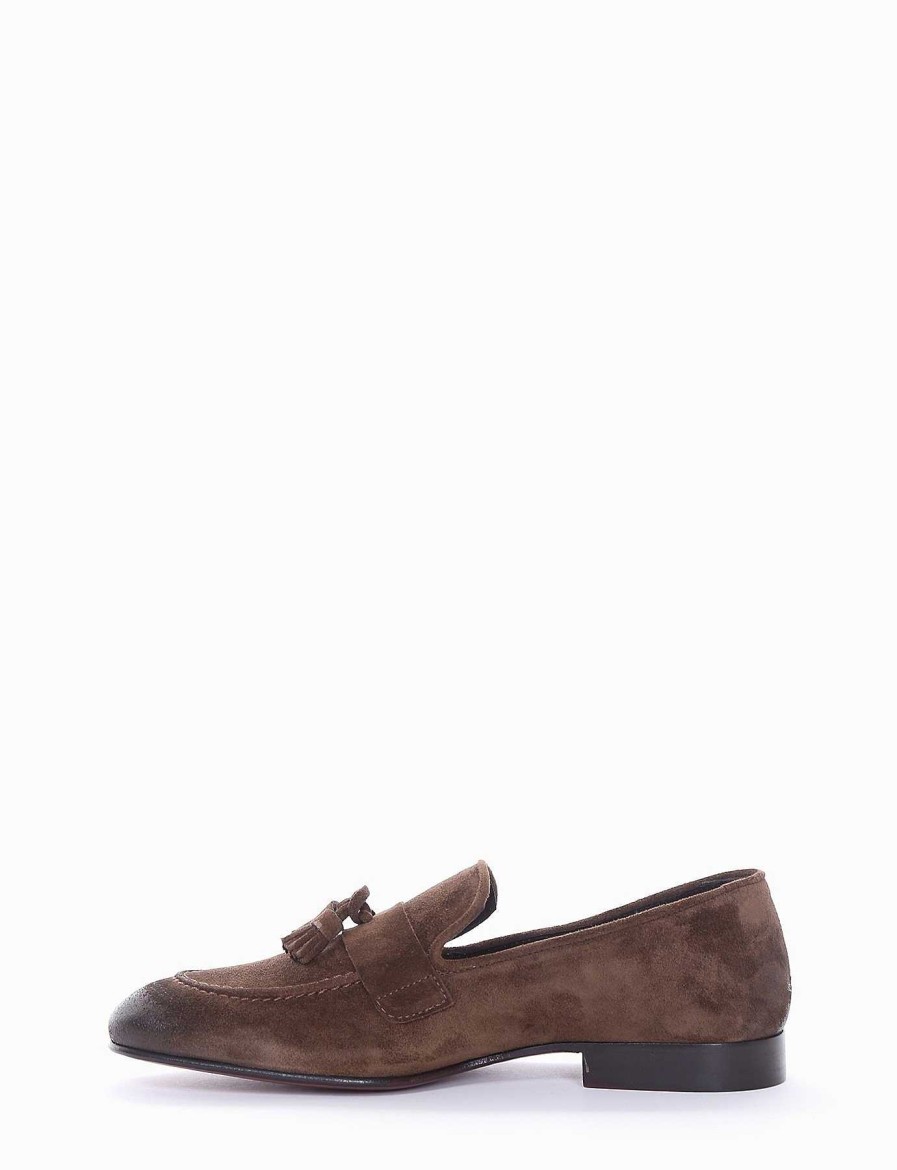 Hombre Barca | Mocasines Tacon 2 Cm Gamuza Marron