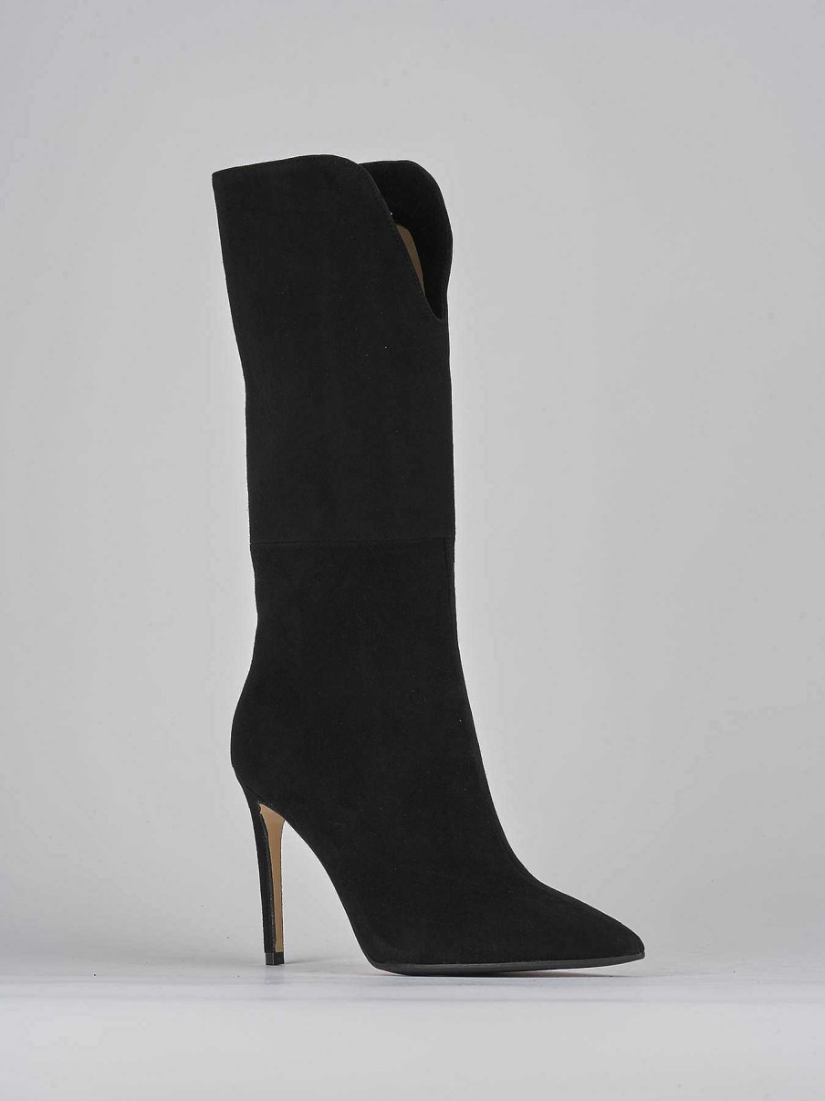 Mujer Barca | Botas De Tacon Alto Tacon 11 Cm Ante Negro